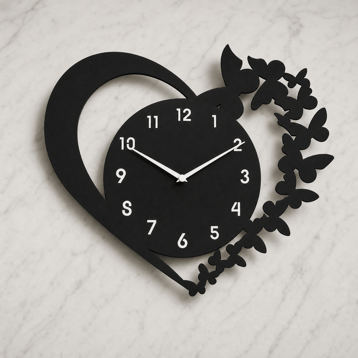 Royal Opera Heart Shaped Butterfly Wall Clock