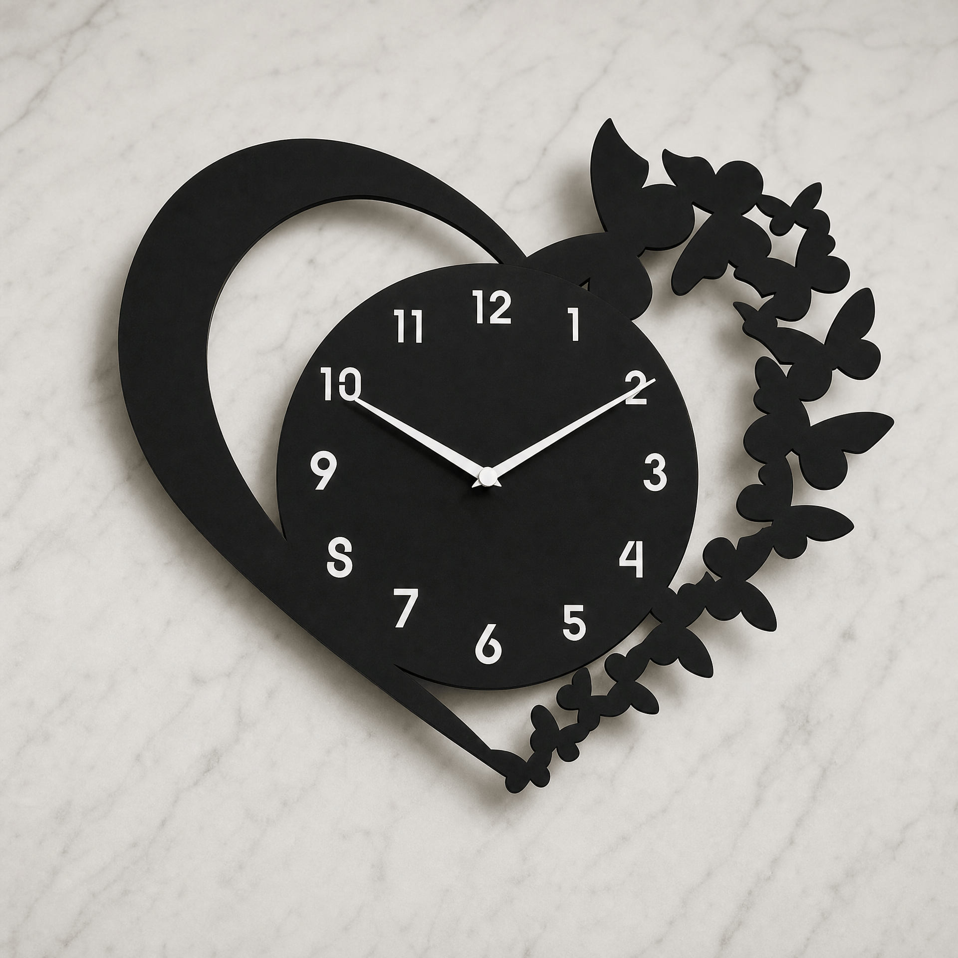 Royal Opera Heart Shaped Butterfly Wall Clock