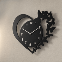 Royal Opera Heart Shaped Butterfly Wall Clock