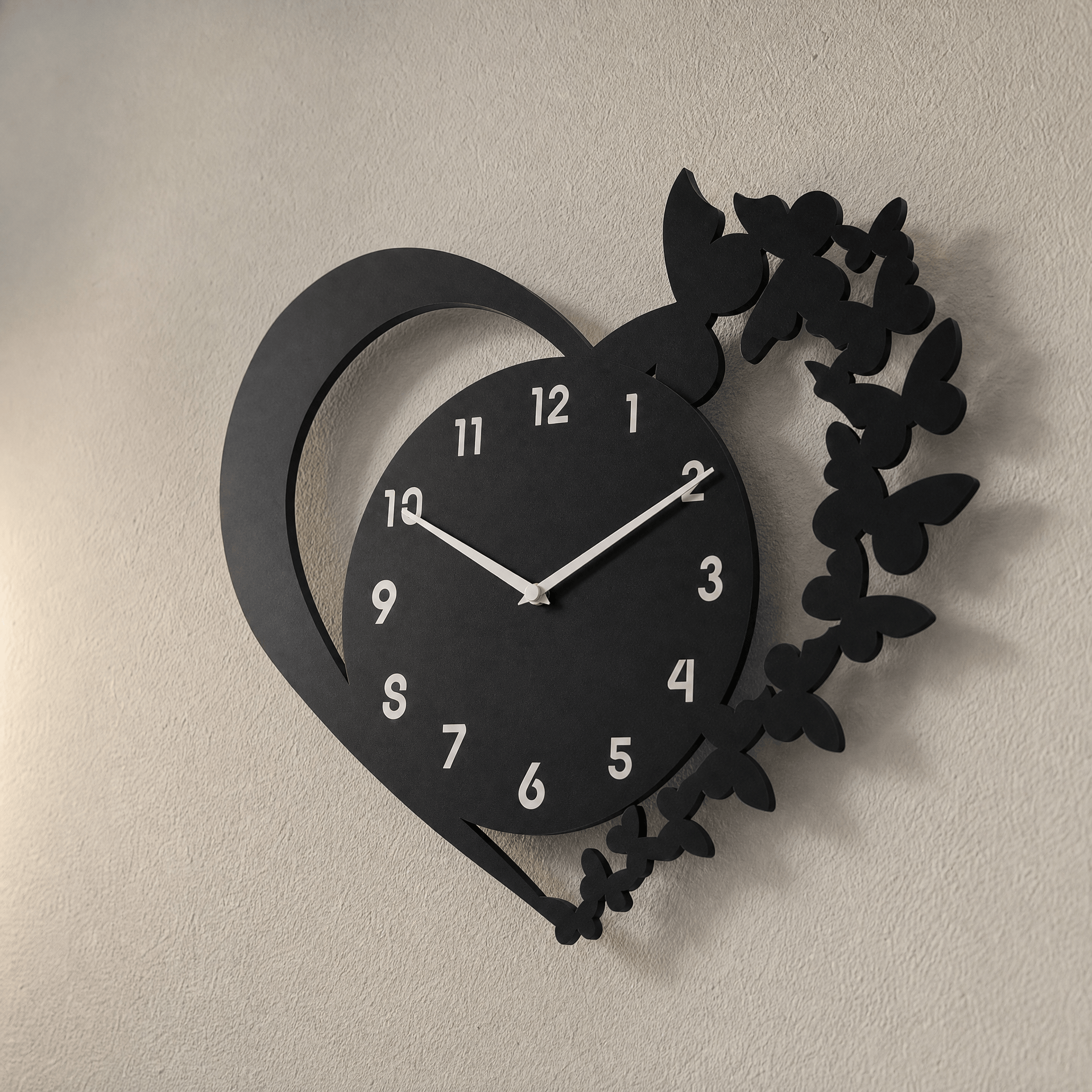 Royal Opera Heart Shaped Butterfly Wall Clock
