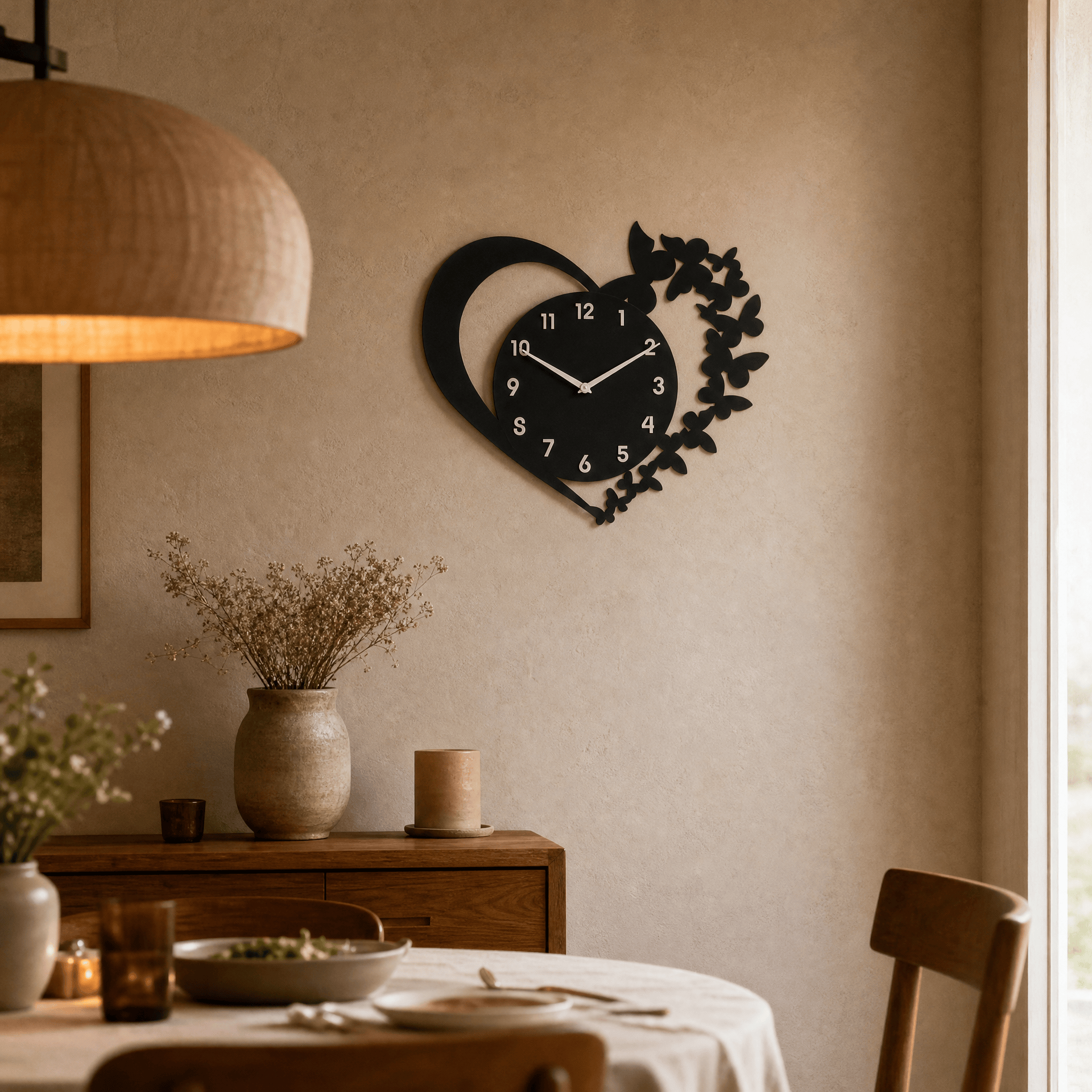 Royal Opera Heart Shaped Butterfly Wall Clock