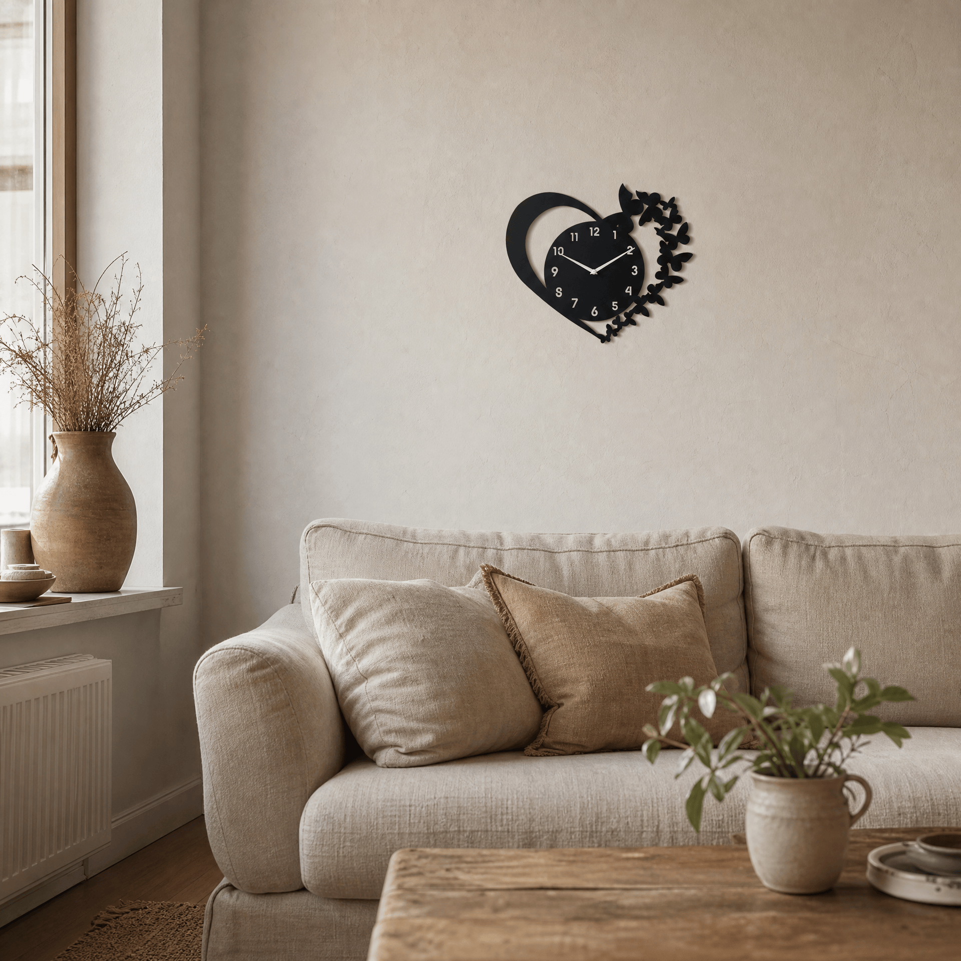 Royal Opera Heart Shaped Butterfly Wall Clock