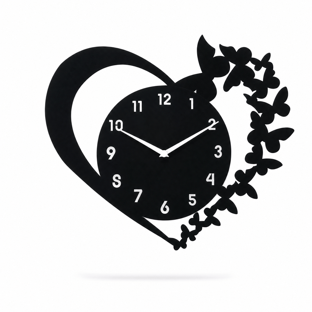 Royal Opera Heart Shaped Butterfly Wall Clock