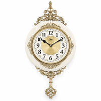 Royal Opera Ivory and Gold Vintage European Wall Clock Pendulum