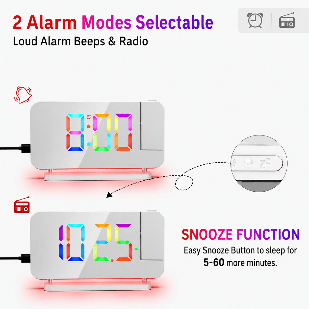 Royal Opera Kids Alarm Clock Projector Radio