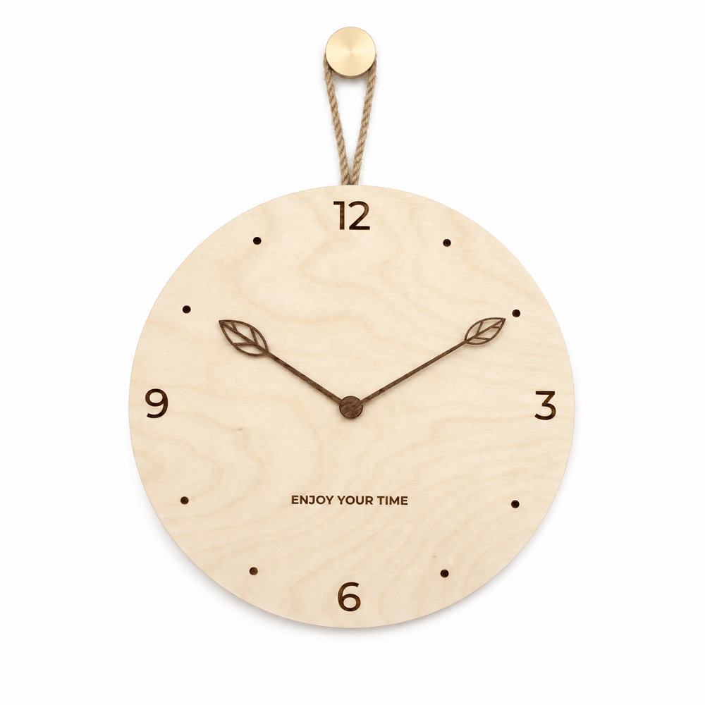 Royal Opera Leaf Style / 25 cm Scandinavian Wooden Clock Leaf Hands