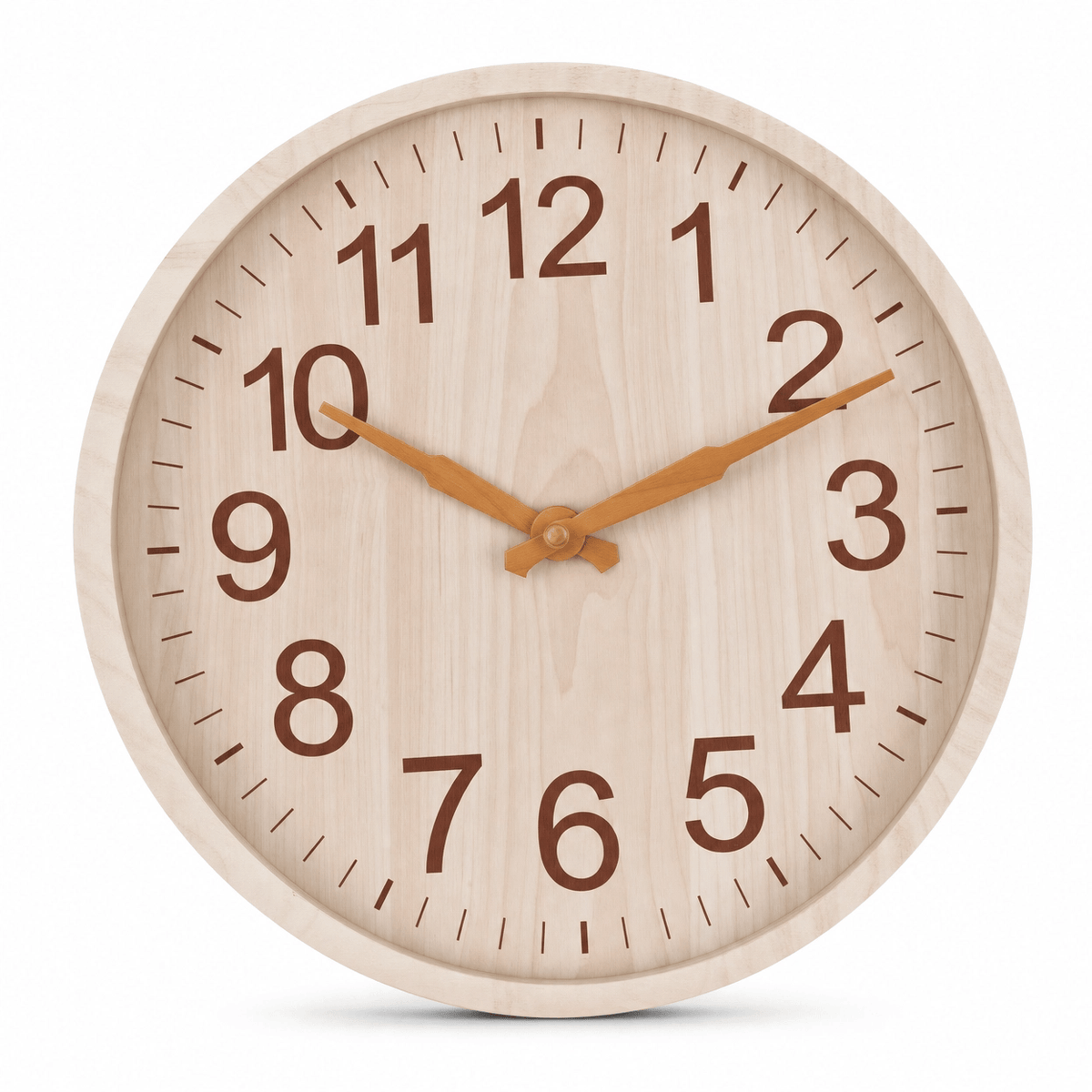 Royal Opera Light Wood Modern Wooden Wall Clock Easy Read