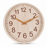 Royal Opera Light Wood Modern Wooden Wall Clock Easy Read