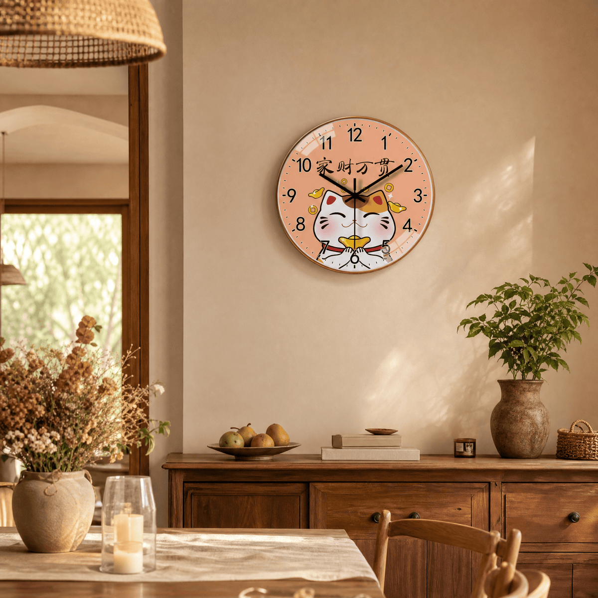 Royal Opera Maneki Cat Wall Clock
