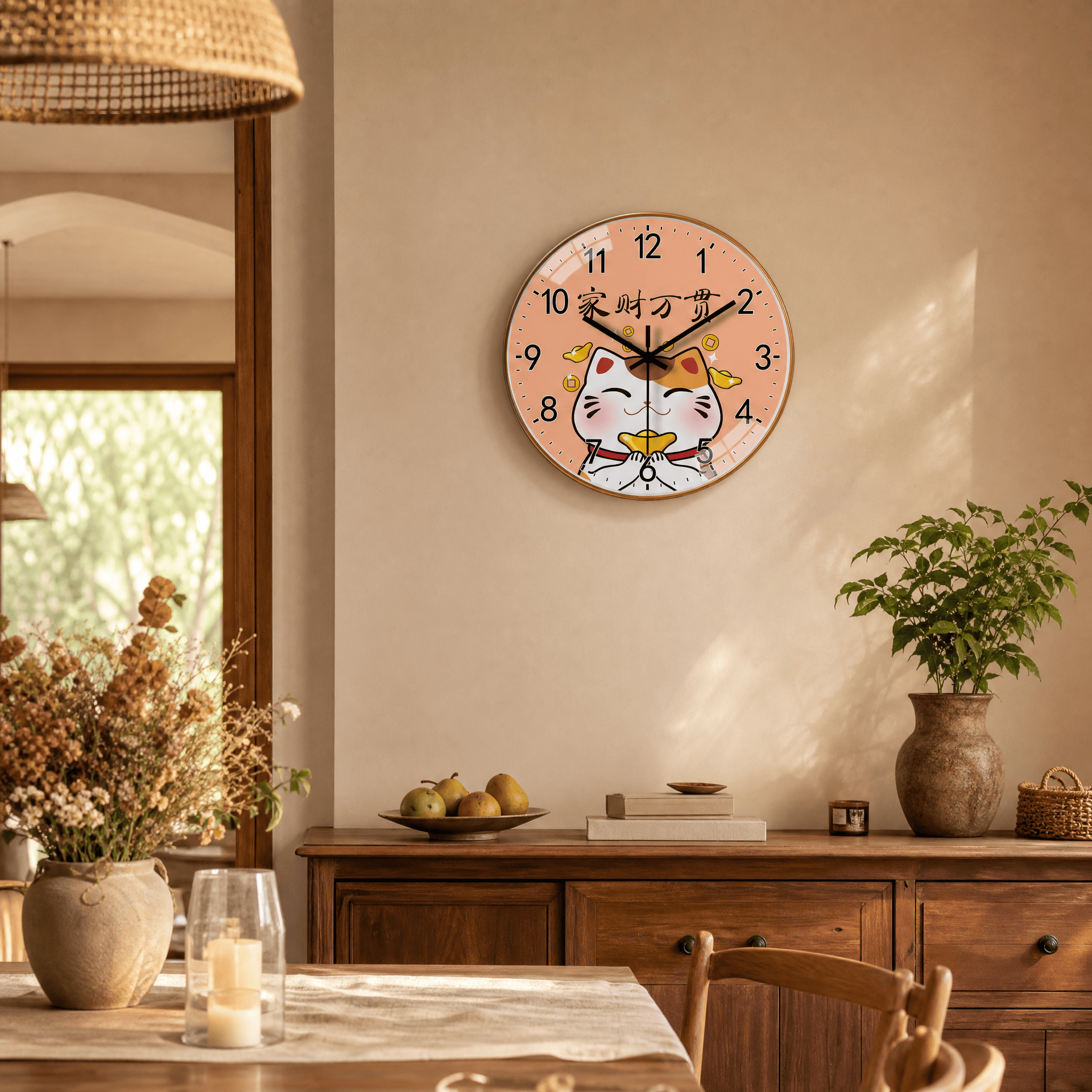 Royal Opera Maneki Cat Wall Clock