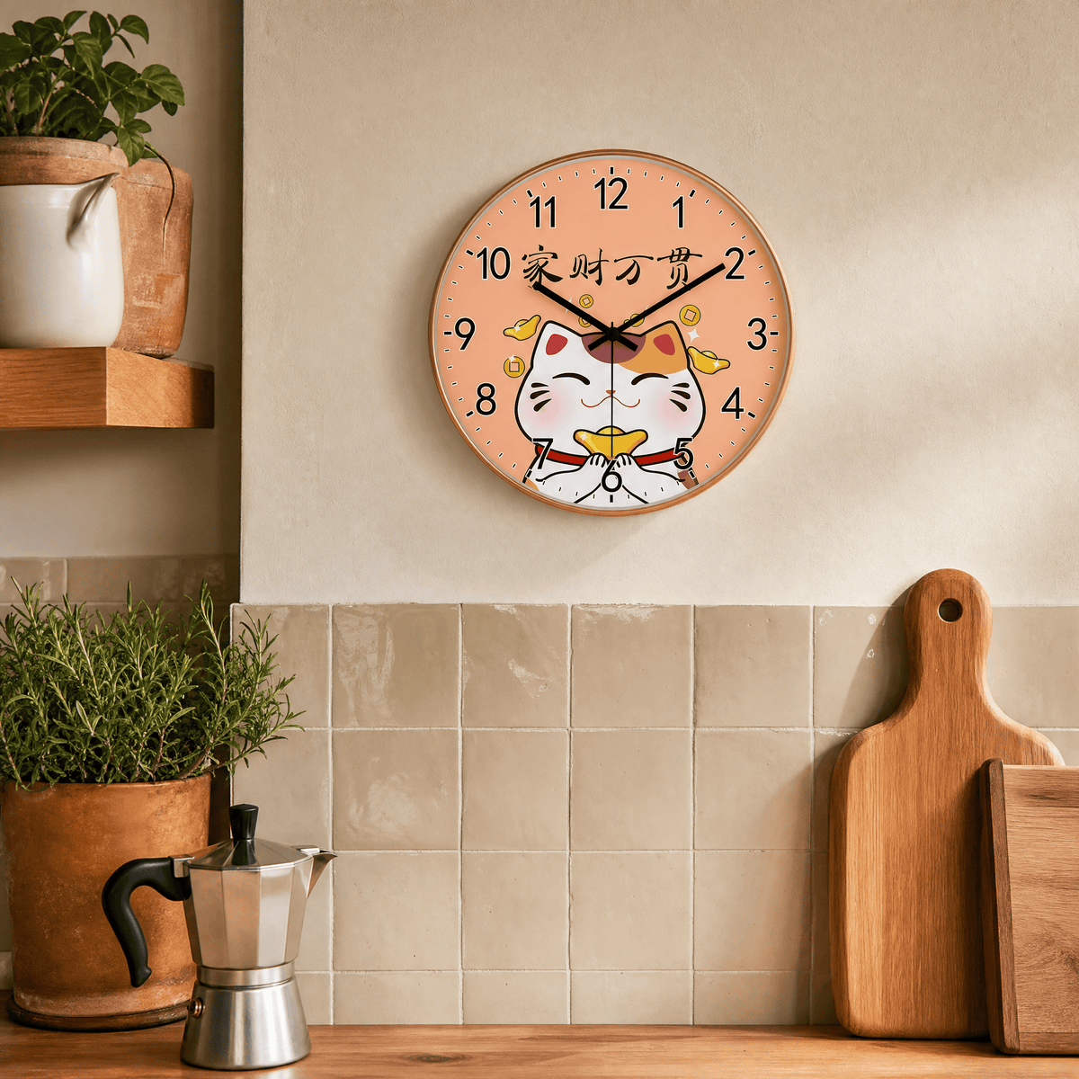Royal Opera Maneki Cat Wall Clock