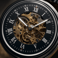 Royal Opera Mechanical Skeleton Open Face Pocket Watch