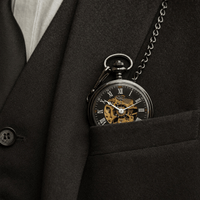Royal Opera Mechanical Skeleton Open Face Pocket Watch