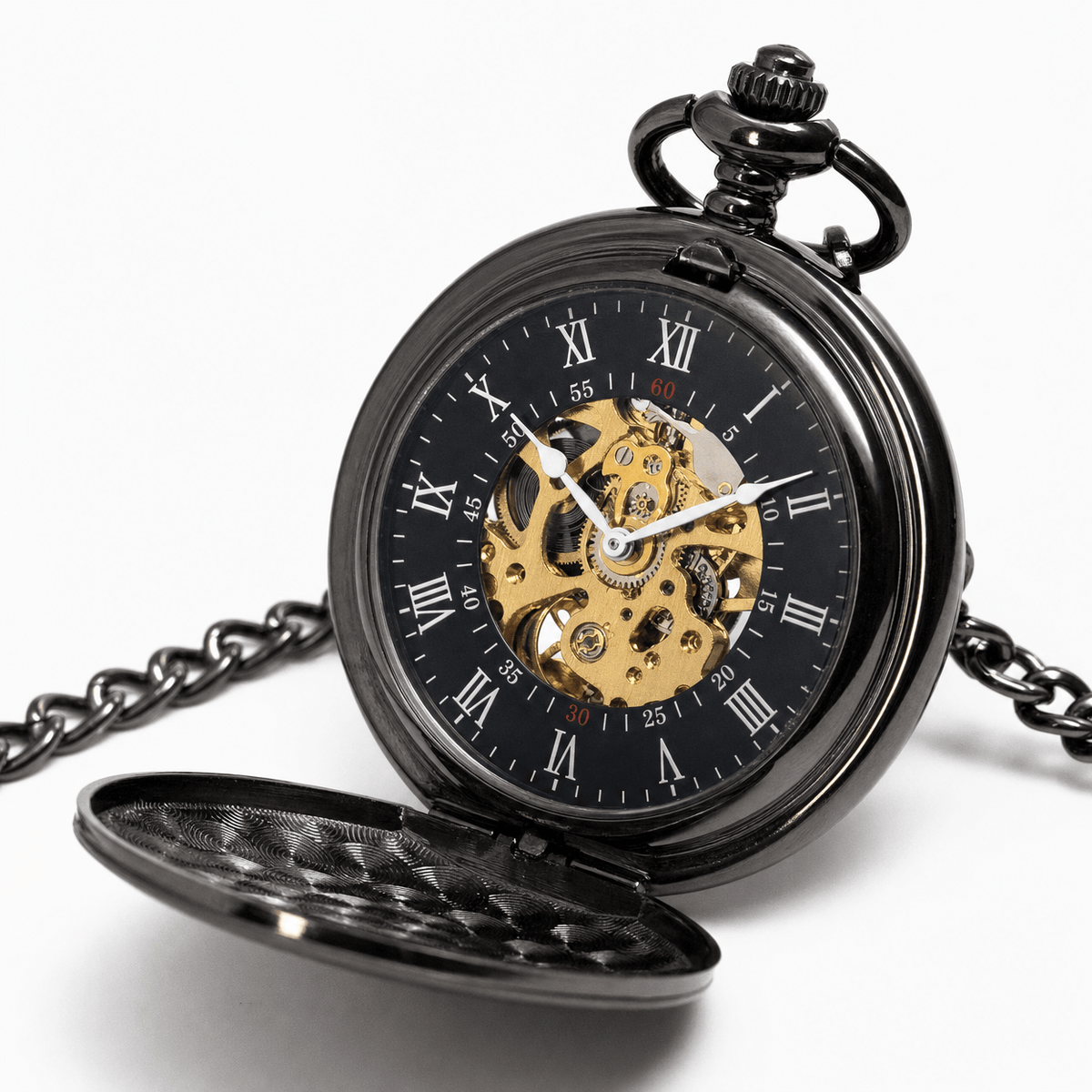 Royal Opera Mechanical Skeleton Open Face Pocket Watch