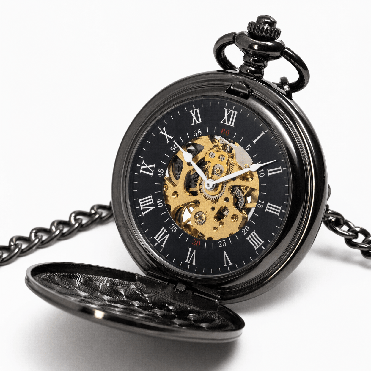 Royal Opera Mechanical Skeleton Open Face Pocket Watch