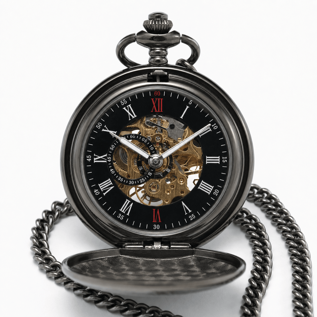 Royal Opera Mechanical Skeleton Open Face Pocket Watch