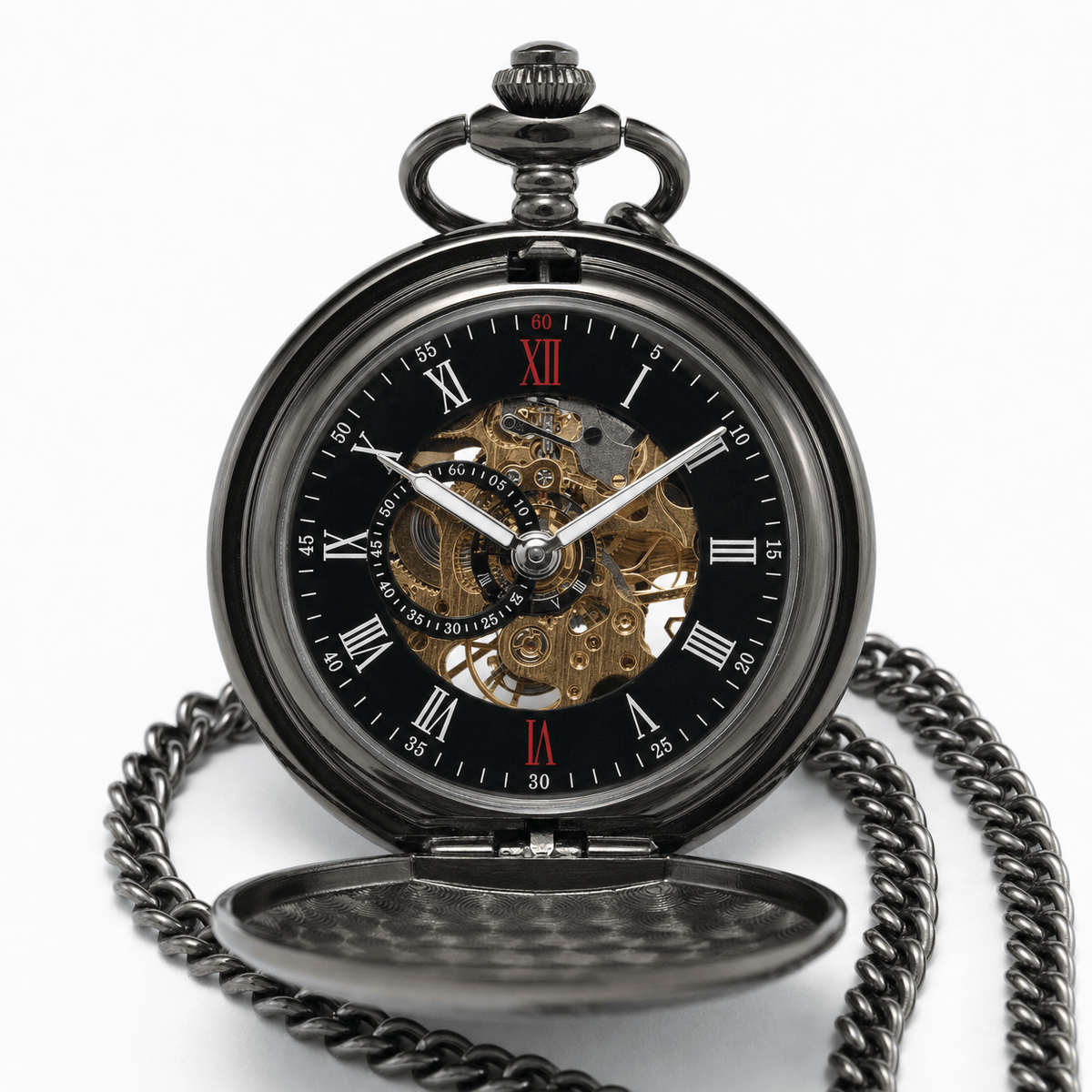 Royal Opera Mechanical Skeleton Open Face Pocket Watch