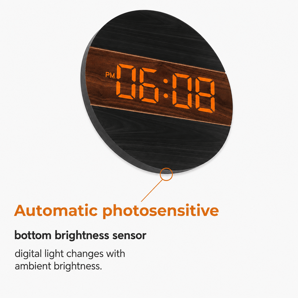 Royal Opera Minimalist Wooden Clock LED Display