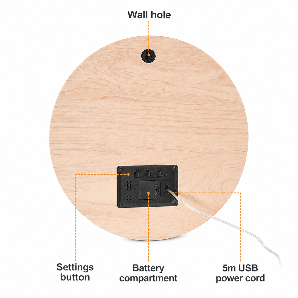 Royal Opera Minimalist Wooden Clock LED Display