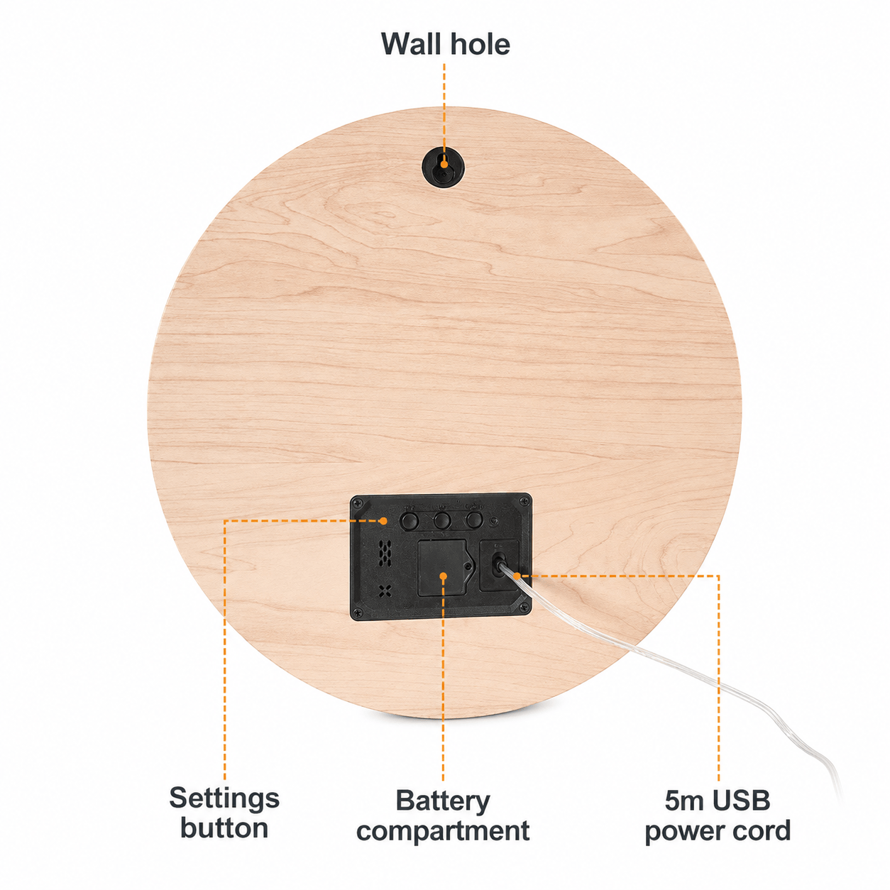 Royal Opera Minimalist Wooden Clock LED Display