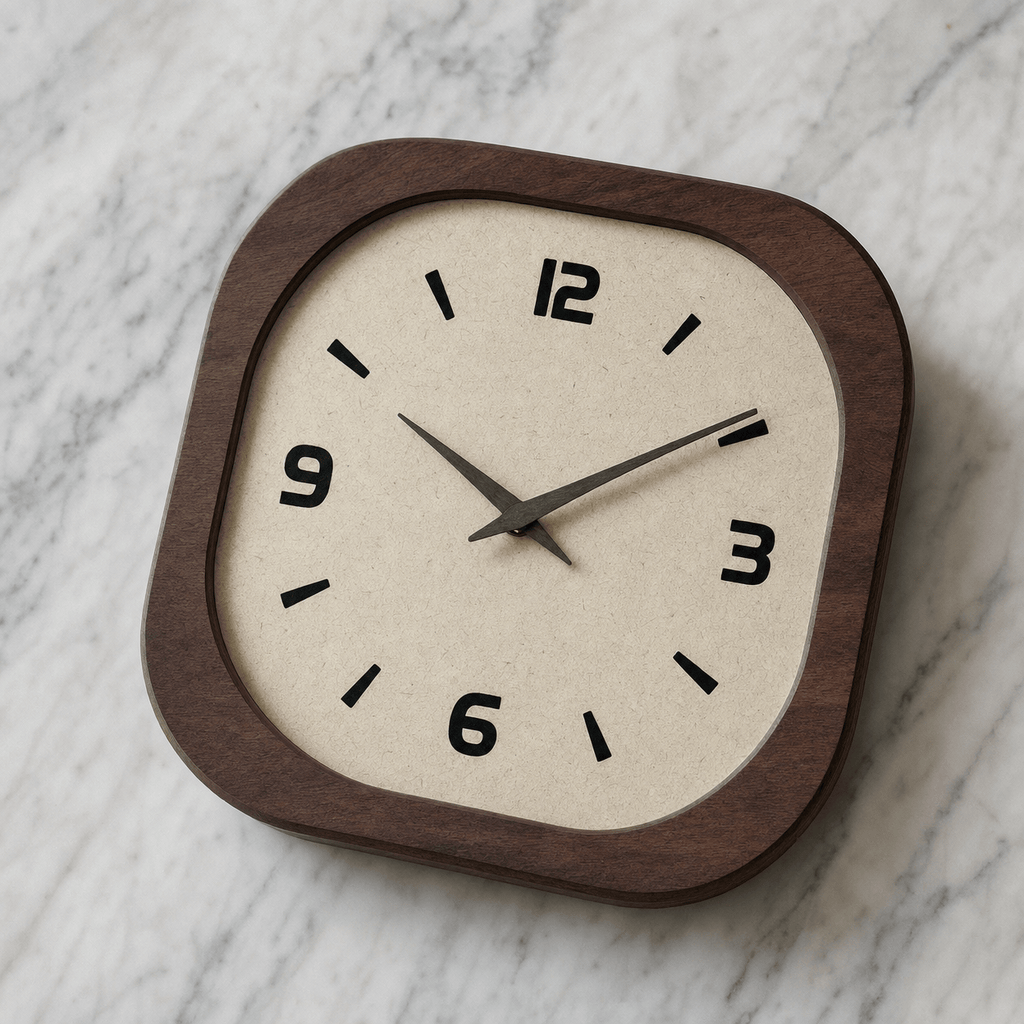 Royal Opera Modern Square Wooden Clock Silent Movement