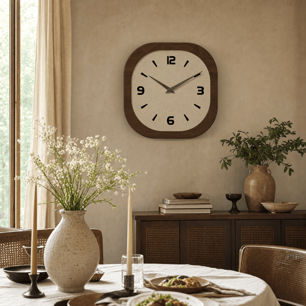 Royal Opera Modern Square Wooden Clock Silent Movement