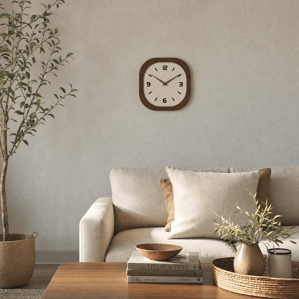 Royal Opera Modern Square Wooden Clock Silent Movement
