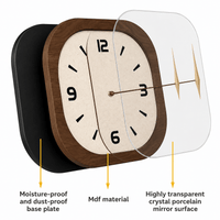 Royal Opera Modern Square Wooden Clock Silent Movement