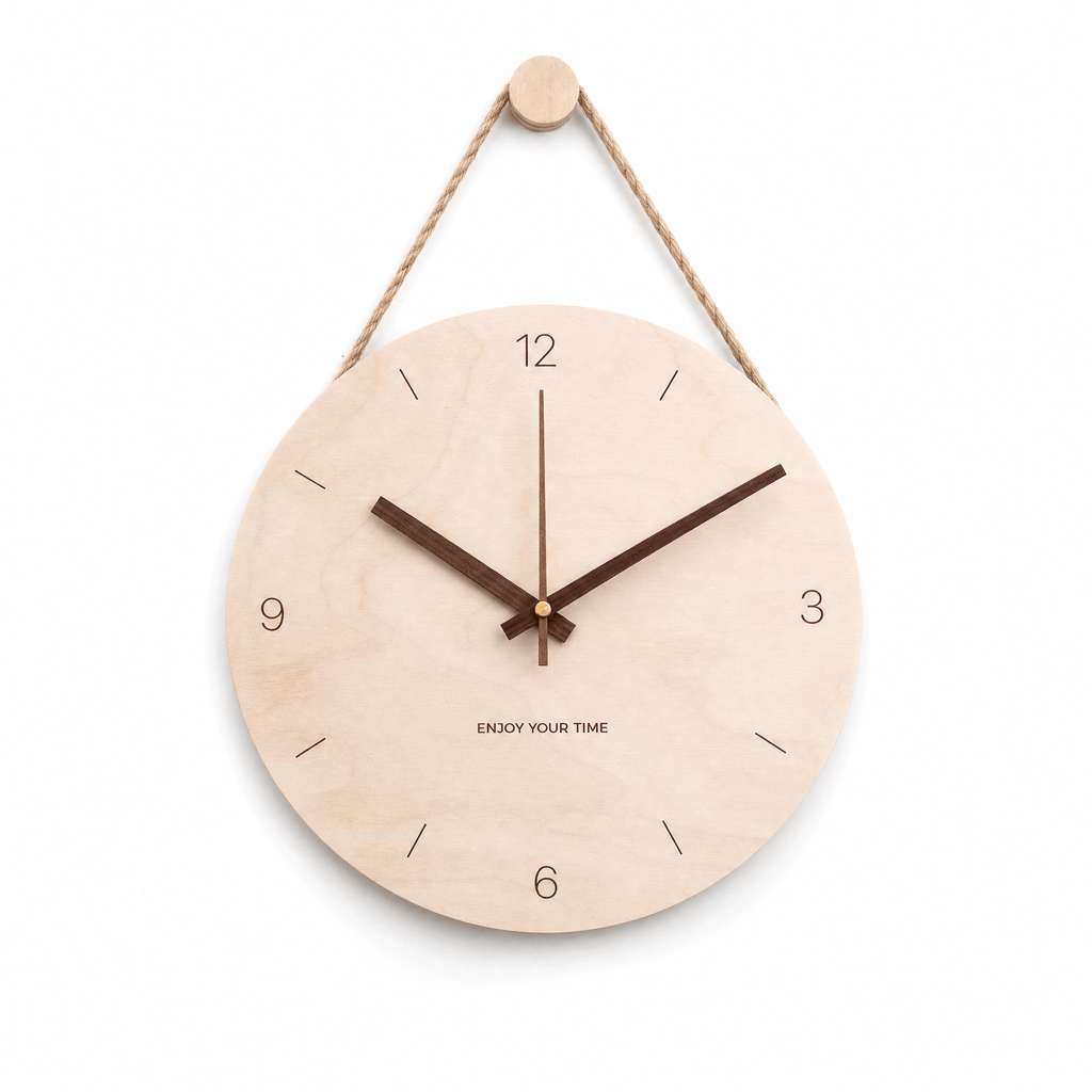 Royal Opera Natural Style / 25 cm Scandinavian Wooden Clock Leaf Hands