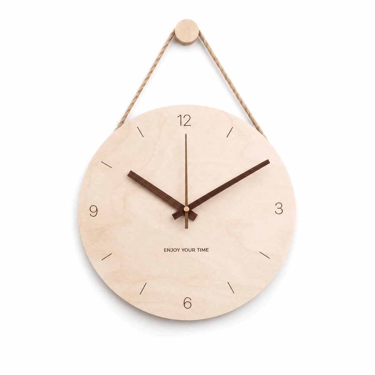 Royal Opera Natural Style / 25 cm Scandinavian Wooden Clock Leaf Hands