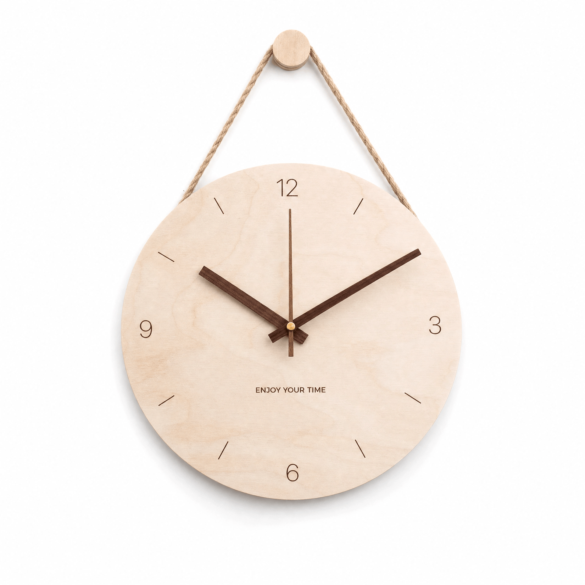 Royal Opera Natural Style / 25 cm Scandinavian Wooden Clock Leaf Hands