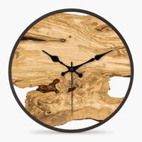 Royal Opera Natural wood pattern without numerals Minimalist Transparent Wall Clock Silent