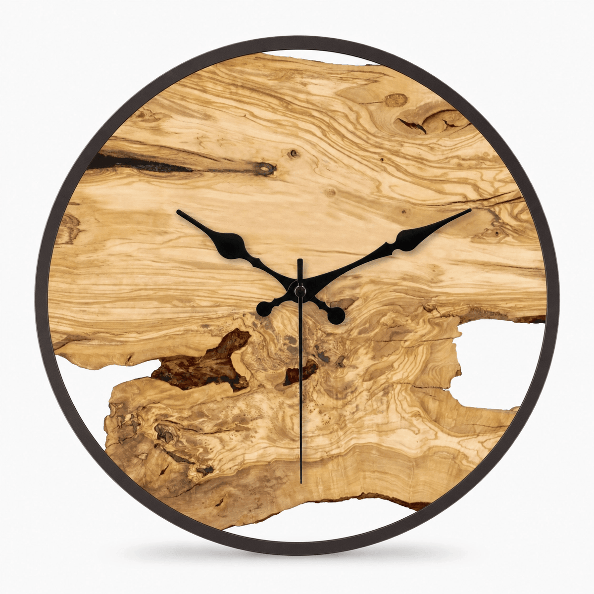 Royal Opera Natural wood pattern without numerals Minimalist Transparent Wall Clock Silent