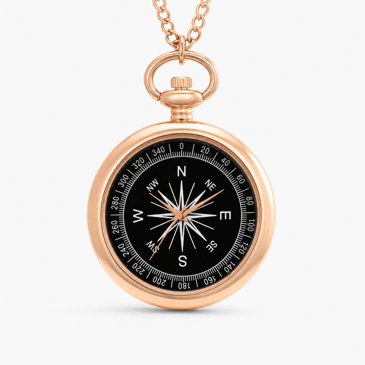 Royal Opera Pink Gold Pocket Watch Compass Dial Groomsman