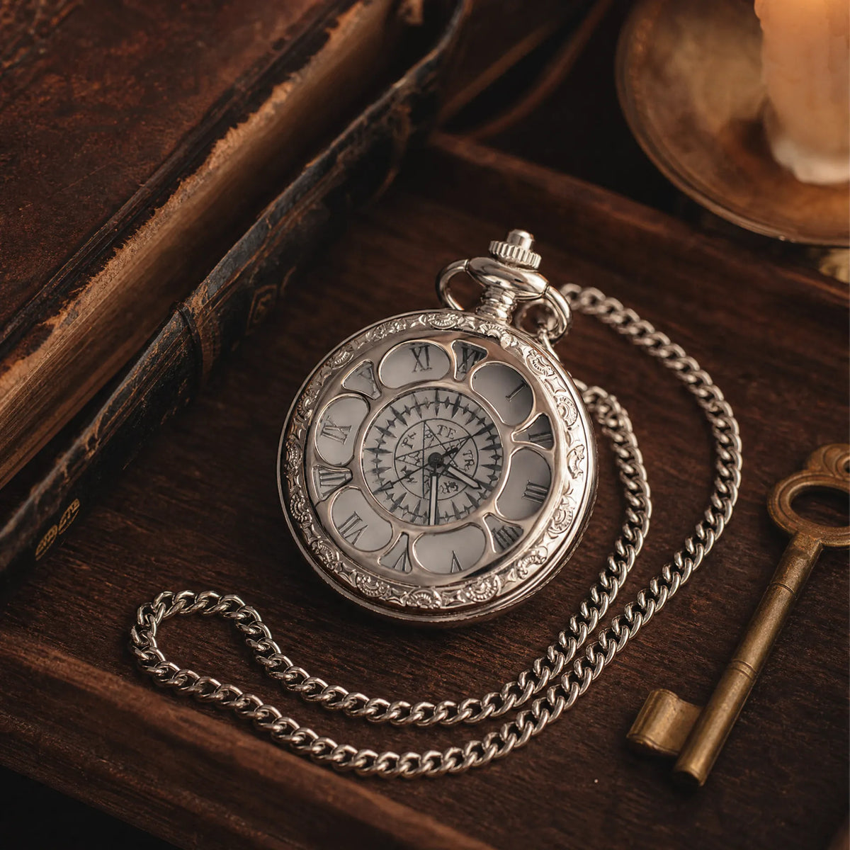 Royal Opera Pocket Watch Engraved Roman Dial