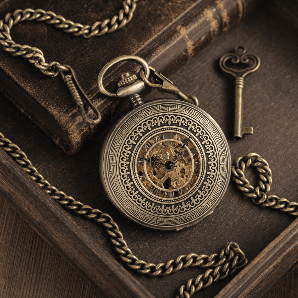 Royal Opera Pocket Watch Greek Pattern Skeleton