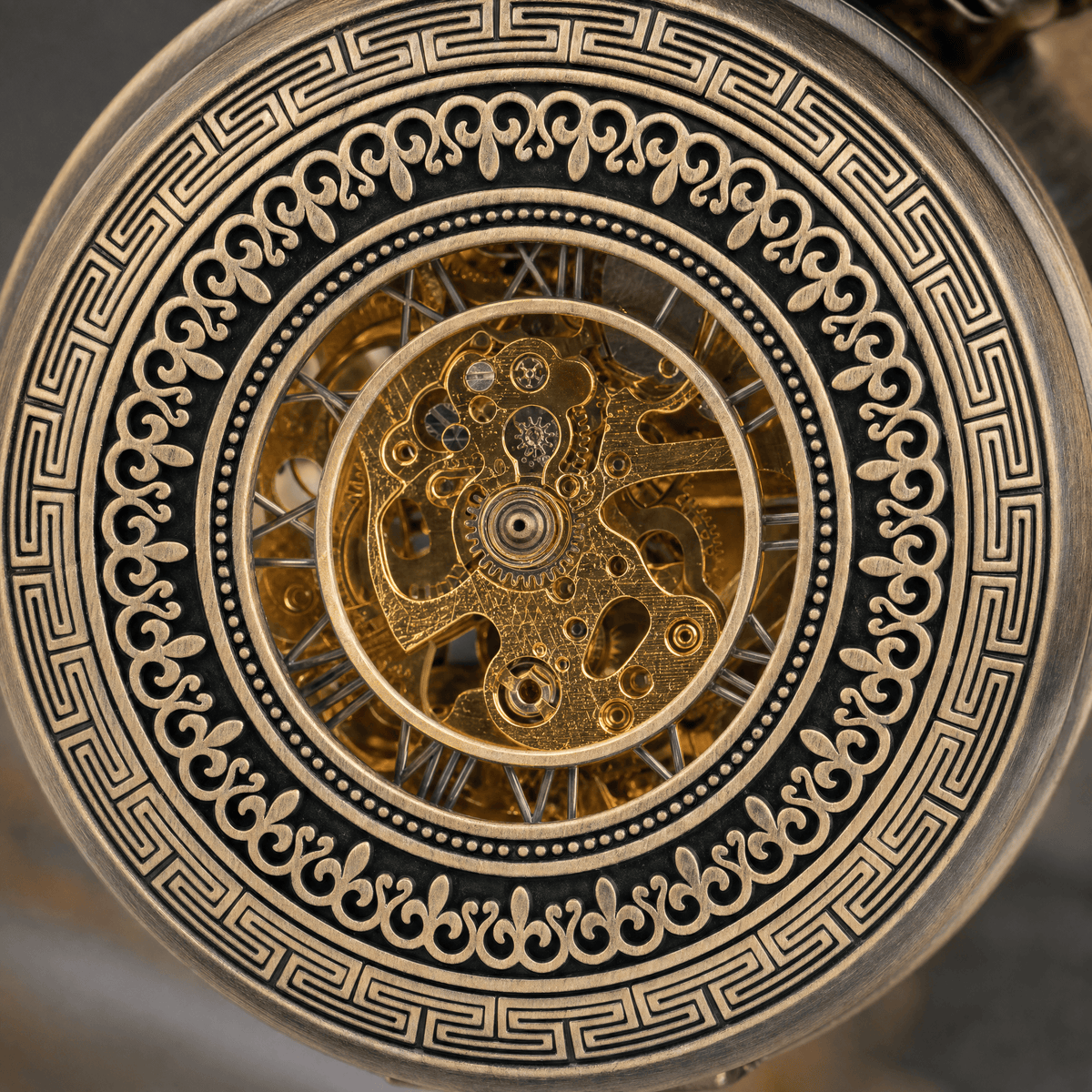 Royal Opera Pocket Watch Greek Pattern Skeleton