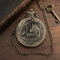 Royal Opera Pocket Watch Wolf Engraved Open Face