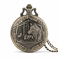 Royal Opera Pocket Watch Wolf Engraved Open Face