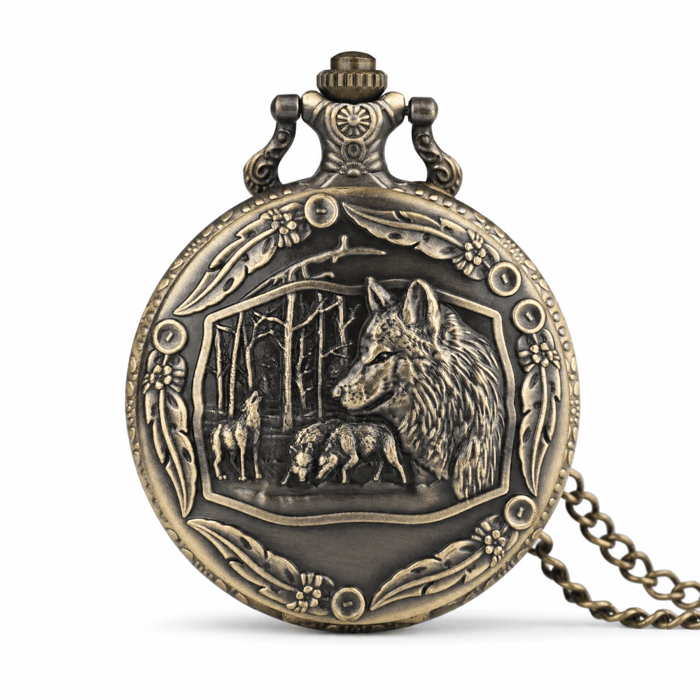 Royal Opera Pocket Watch Wolf Engraved Open Face