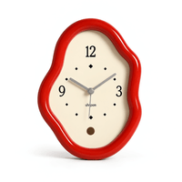 Royal Opera Red Wavy Wooden Table Clock
