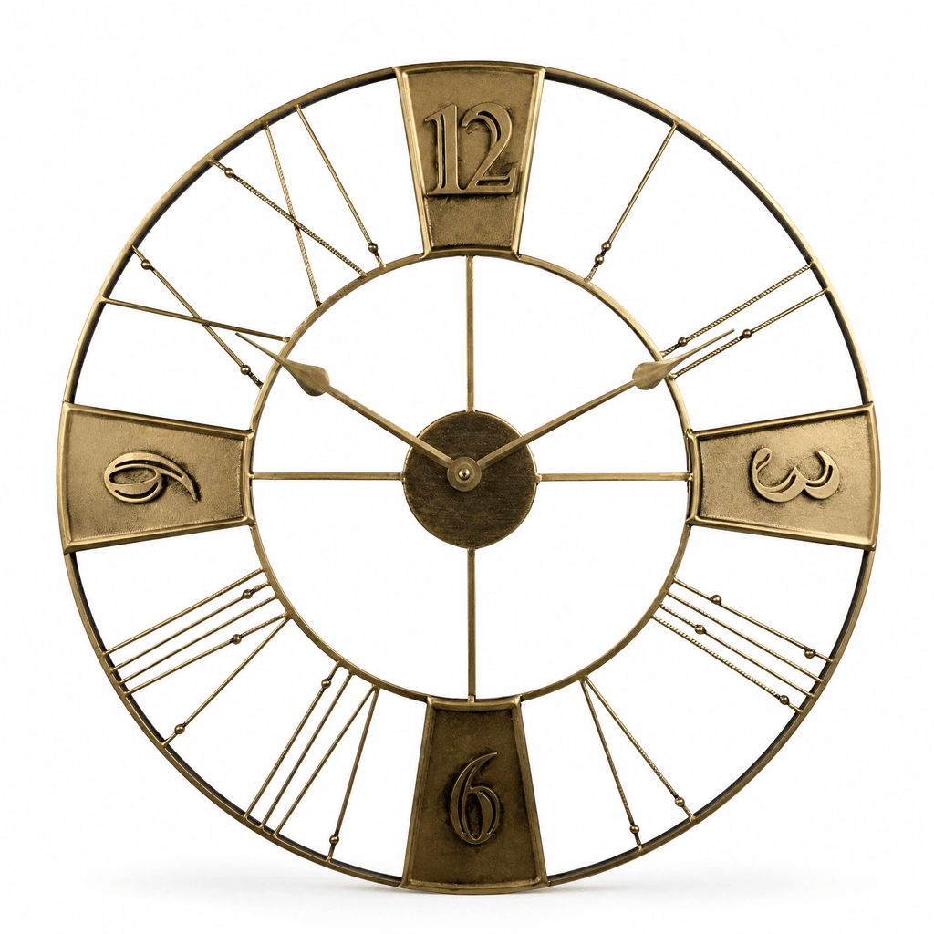 Royal Opera Retro Gold Wall Clock Industrial Roman Numerals