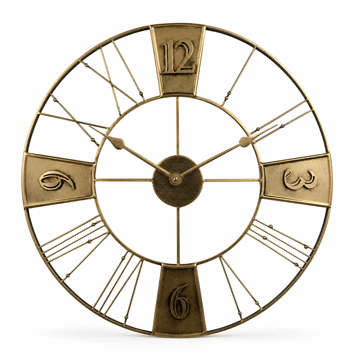 Royal Opera Retro Gold Wall Clock Industrial Roman Numerals