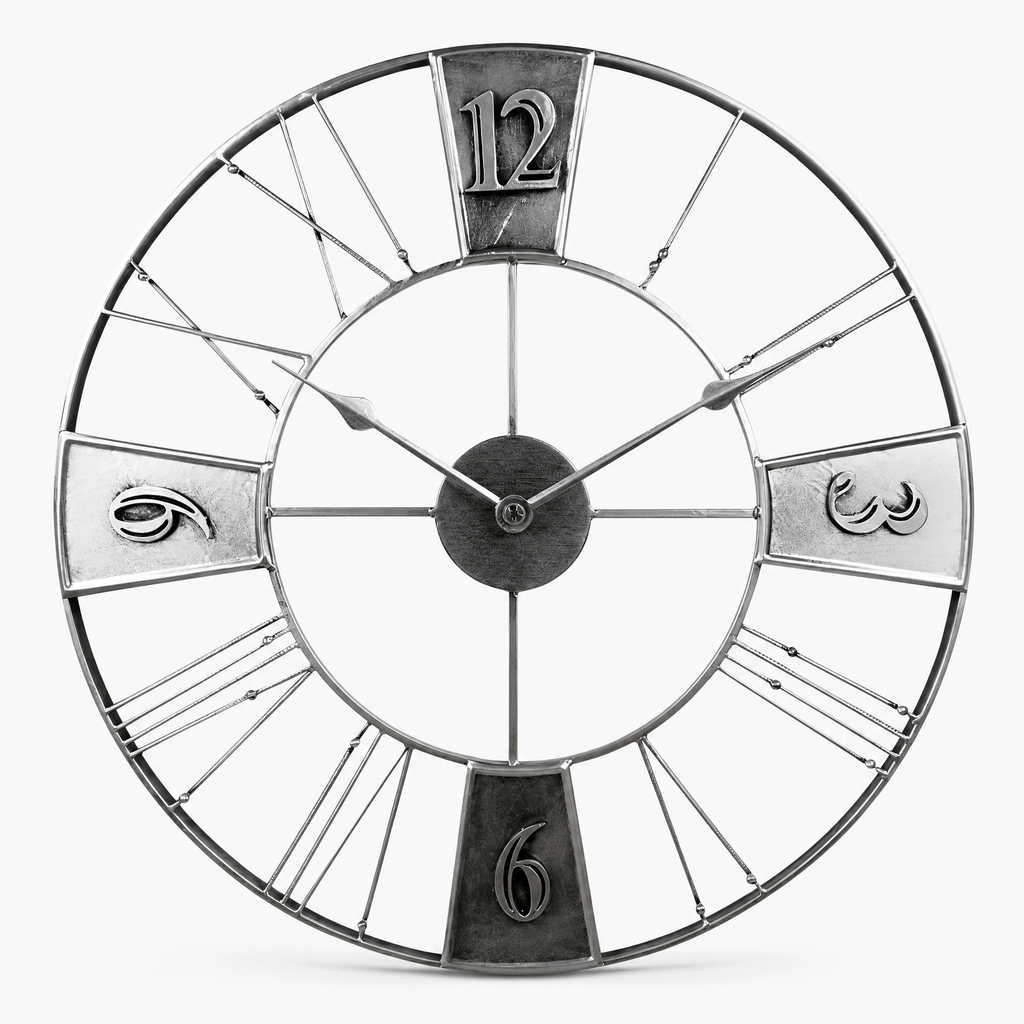Royal Opera Retro Silver Wall Clock Industrial Roman Numerals