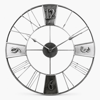 Royal Opera Retro Silver Wall Clock Industrial Roman Numerals