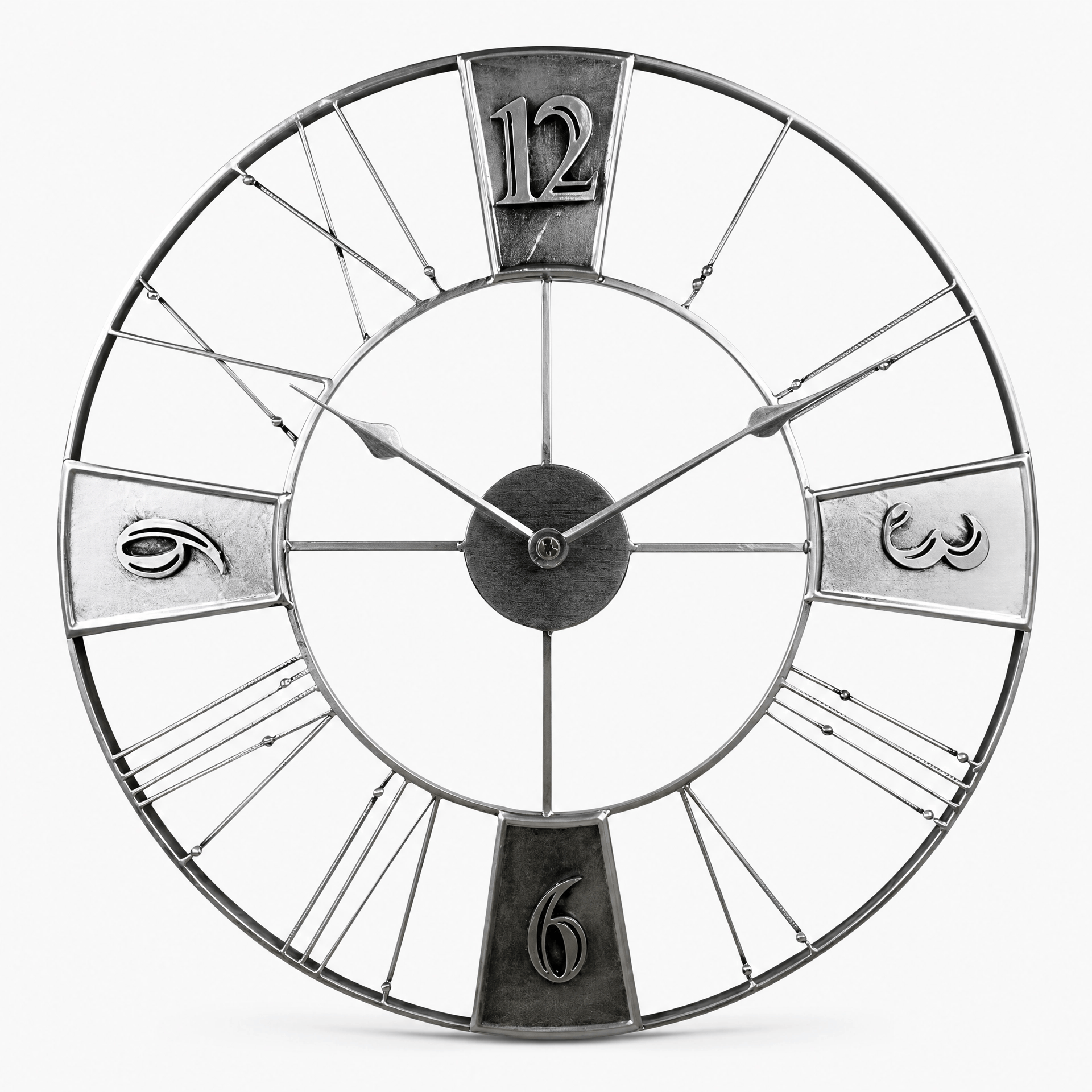 Royal Opera Retro Silver Wall Clock Industrial Roman Numerals