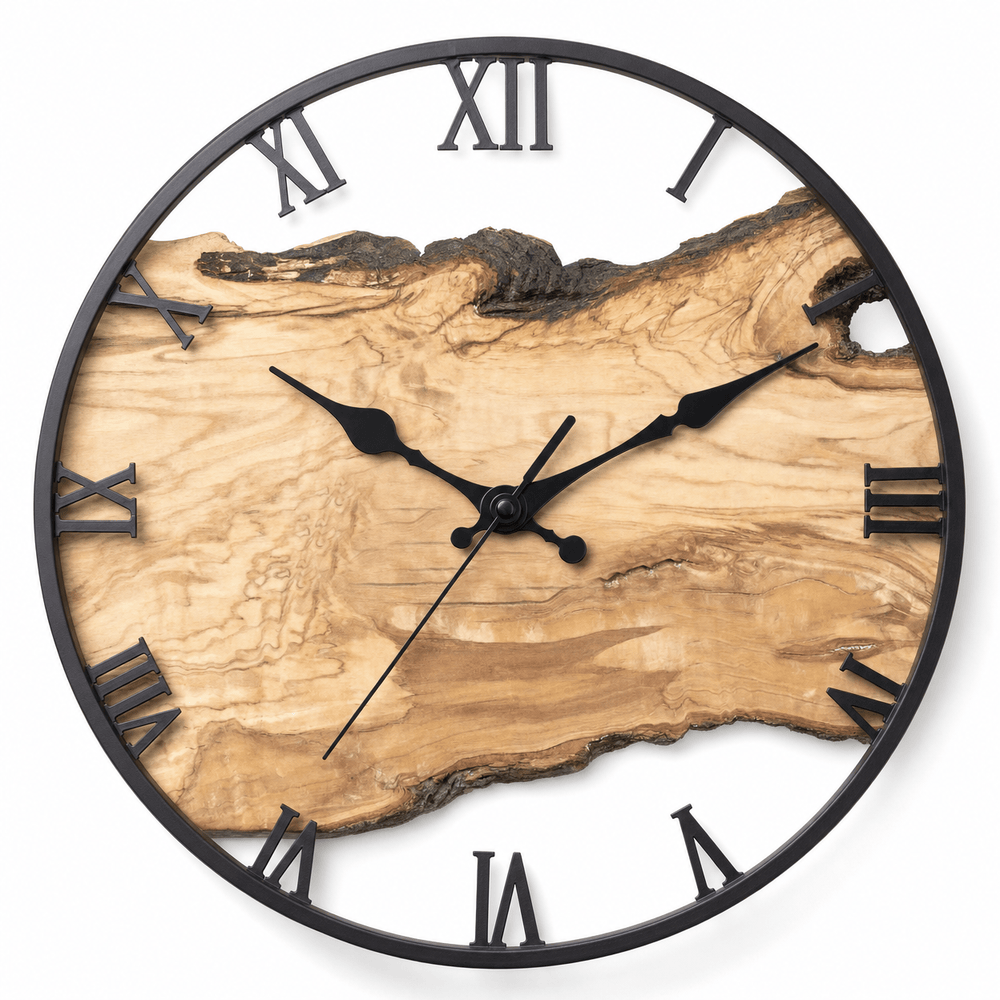 Royal Opera Ribbed wood pattern with Roman numerals Minimalist Transparent Wall Clock Silent