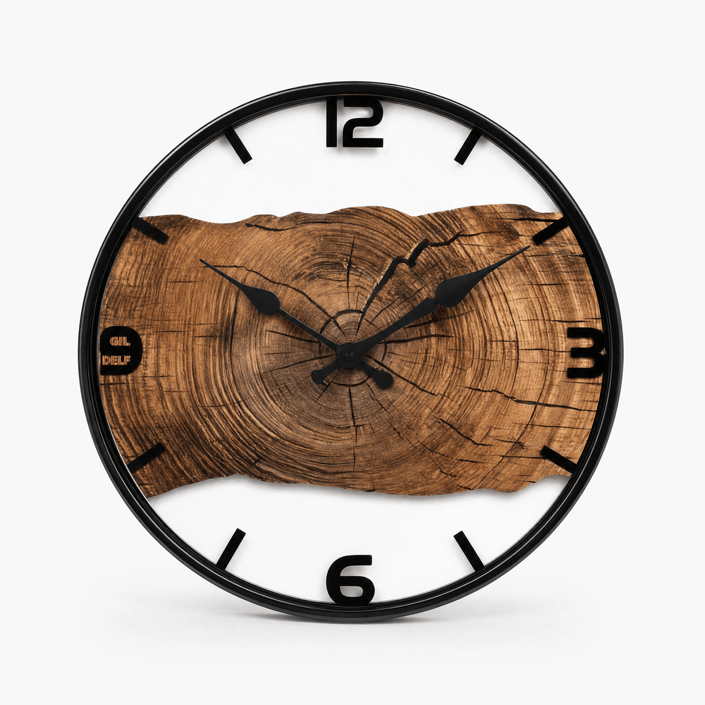 Royal Opera Round Wooden Silent Wall Clock with Cut-Out Open Frame