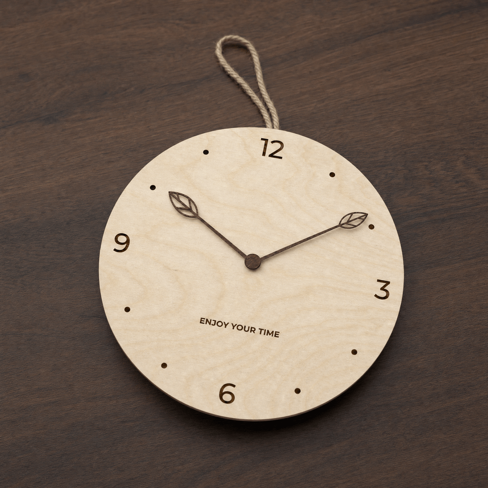 Royal Opera Scandinavian Wooden Clock Leaf Hands