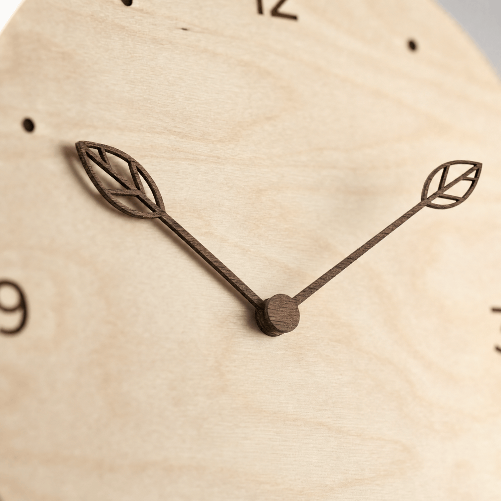 Royal Opera Scandinavian Wooden Clock Leaf Hands